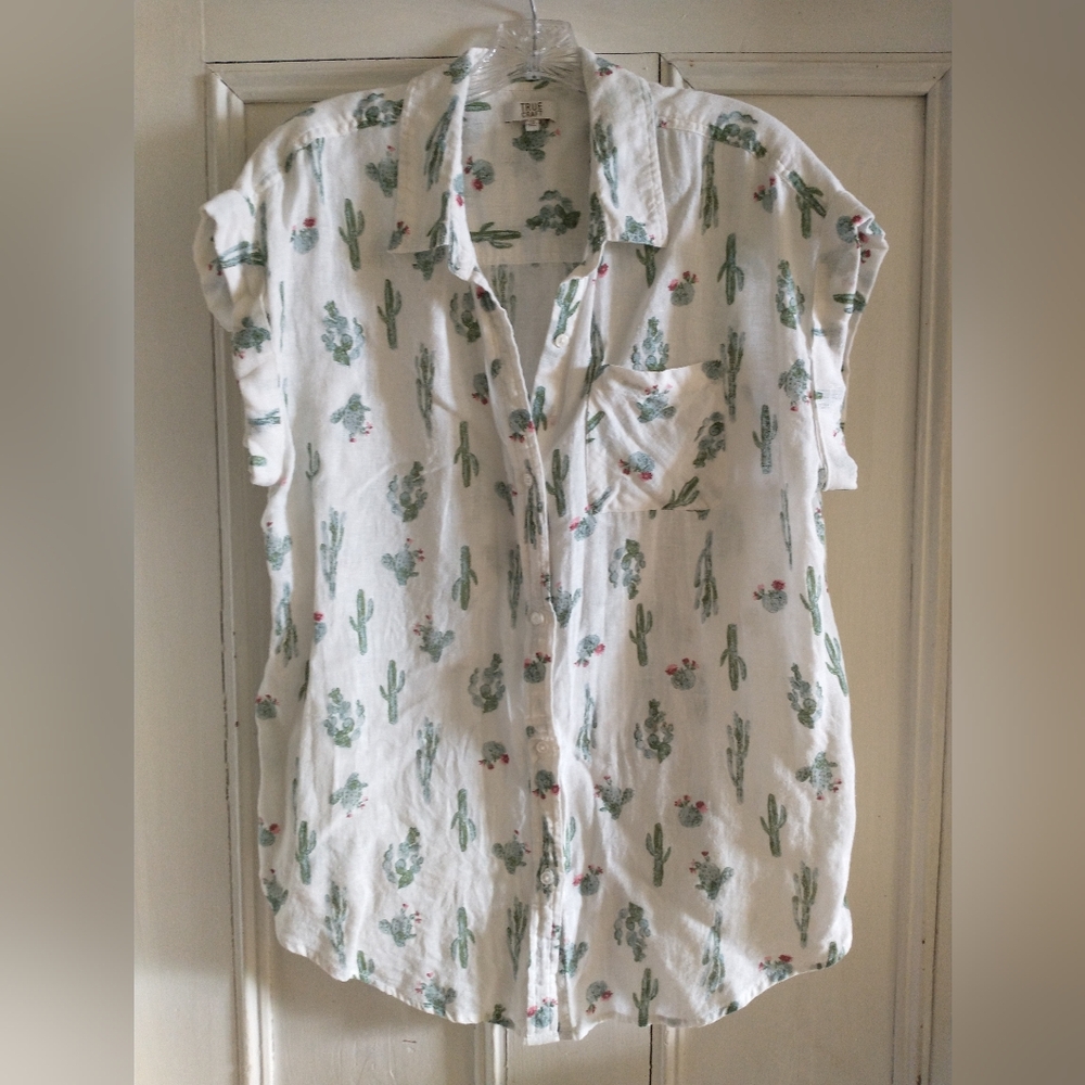 True Craft Button Up Cactus Shirt Size OX
